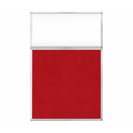 Versare Hush Panel Configurable Cubicle Partition 4' x 6' W/ Window Red Fabric Clear Window 1850627-2